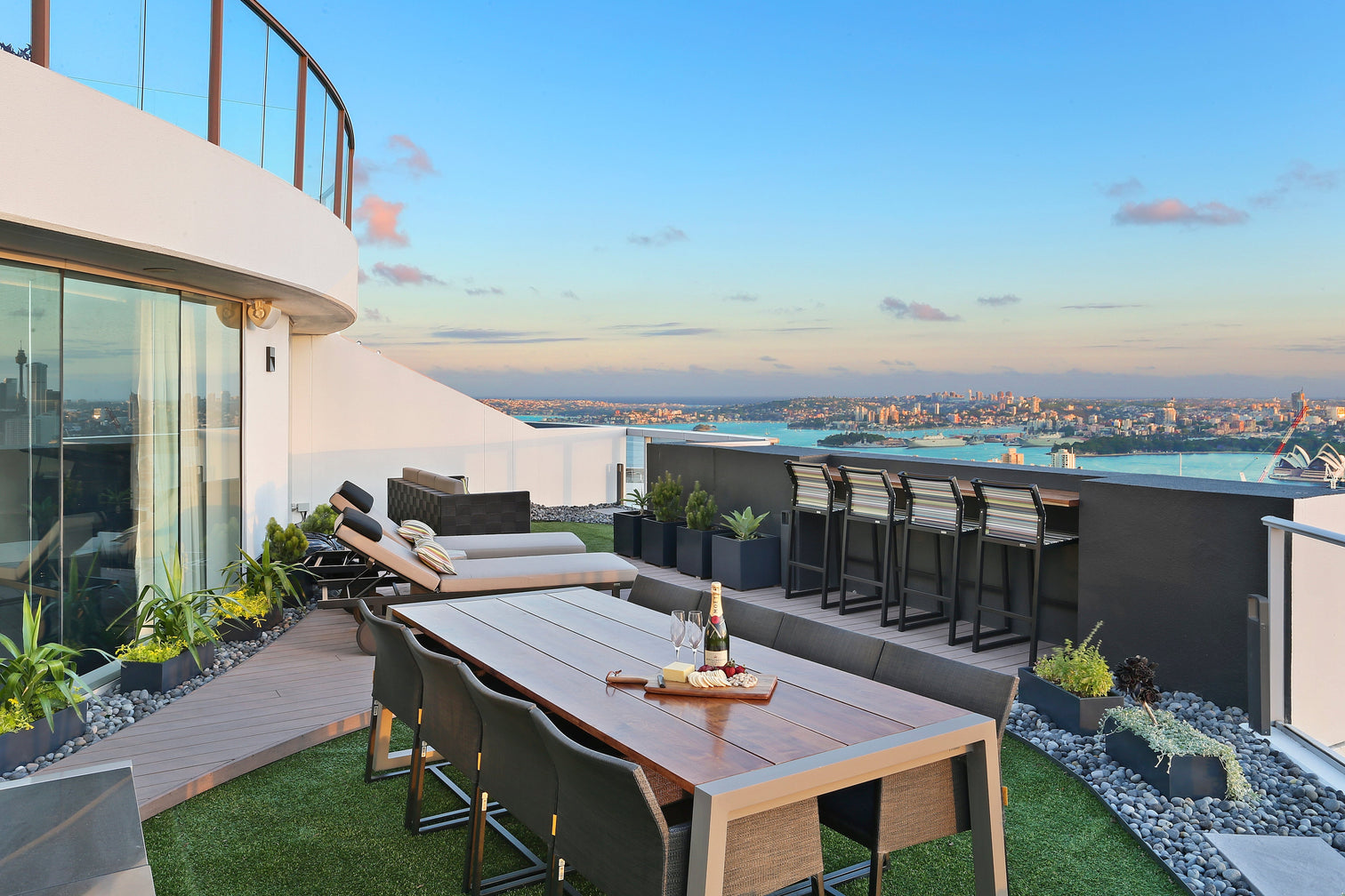 Rooftop terrace with city view